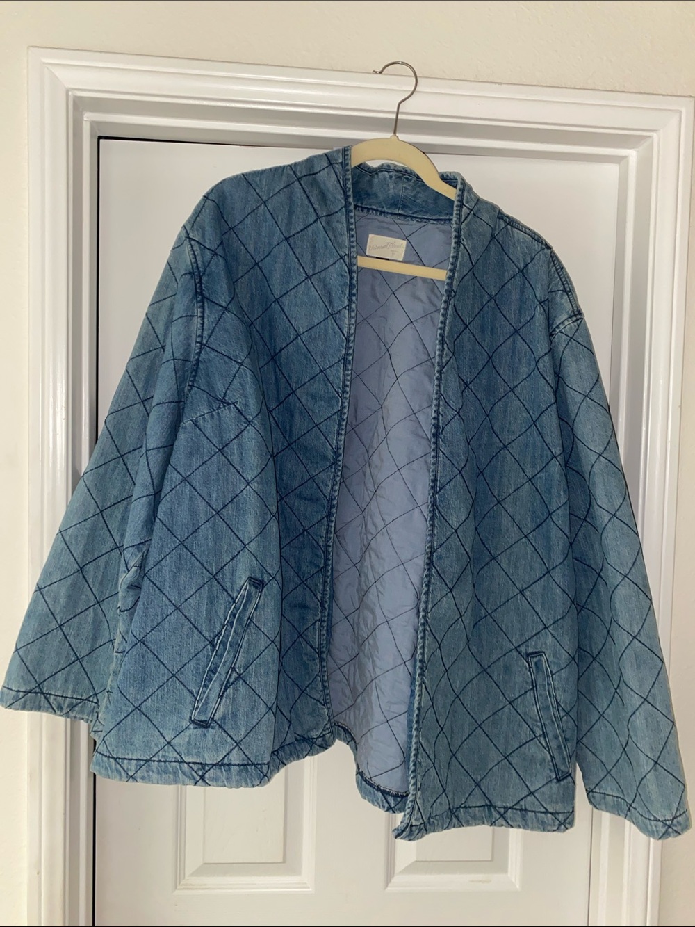 Universal Thread Blue Quilted Denim Open Jacket